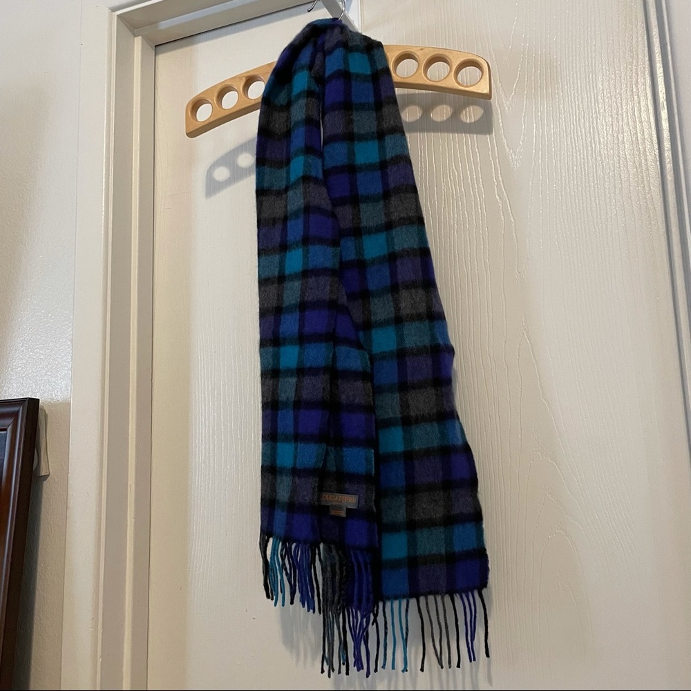 Louisa Perini plaid checkered Cashmere wool scarf